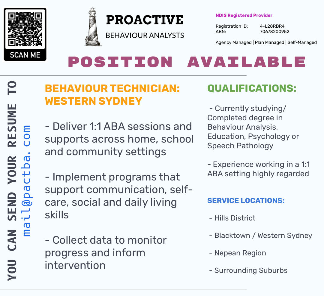Behaviour Technician - Western Sydney